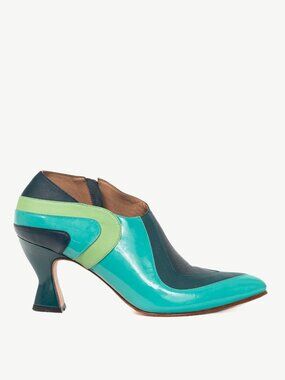 John Fluevog Amadeus Blue & Green Layered Leather Heels